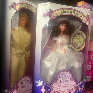 Vintage 1993 Disney Beauty and the Beast Wedding Musical Belle Doll set - White